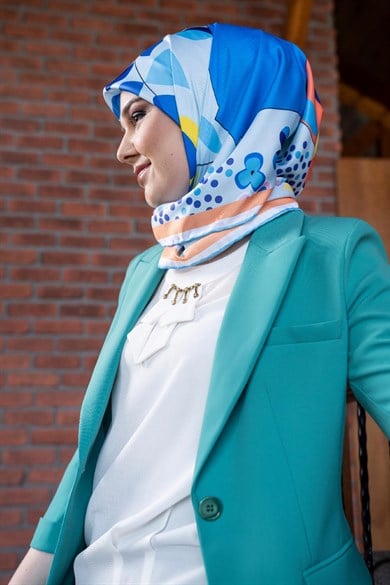 Monica Twill Scarf Turquiose