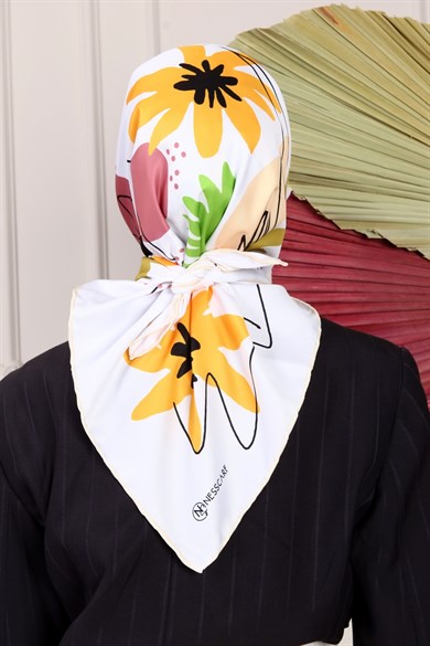 Olivia Twill Scarf Beyaz