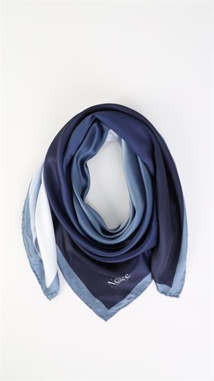 Nessce Degrade Lacivert-Beyaz Eşarp