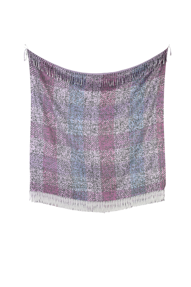 Çizgili Mor Saçaklı Paşmina Eşarp 109x125