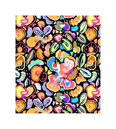 Çiçek Desenli Siyah Saçaklı Paşmina Eşarp 109x125