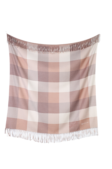 Kare Desenli Turuncu Saçaklı Paşmina Eşarp 109x125