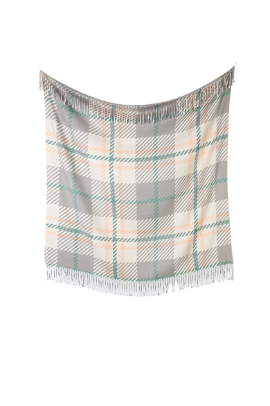 Kare Desenli Vizon Saçaklı Paşmina Eşarp 109x125