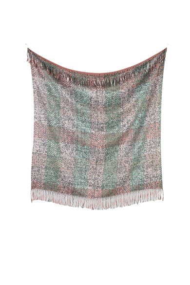 Çizgili Yeşil Saçaklı Paşmina Eşarp 109x125