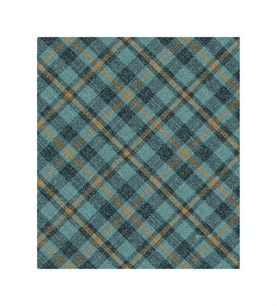 Kare Desenli Mavi Saçaklı Paşmina Eşarp 109x125