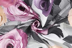 Rose Desenli Lila Pamuklu Şal