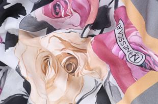 Rose Desenli Lila Pamuklu Şal