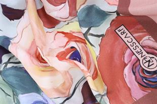 Rose Desenli Somon Pamuklu Şal