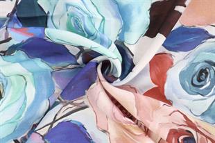 Rose Desenli Turkuaz Pamuklu Şal