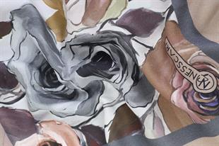 Rose Desenli Vizon Pamuklu Şal