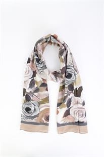 Rose Desenli Vizon Pamuklu Şal