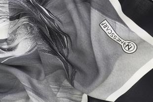 Sonbahar Desenli Gri Pamuklu Şal