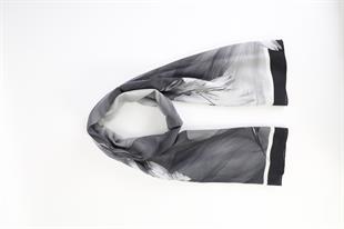 Sonbahar Desenli Gri Pamuklu Şal