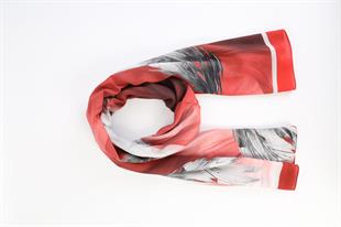 Sonbahar Desenli Kırmızı Pamuklu Şal