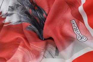 Sonbahar Desenli Kırmızı Pamuklu Şal