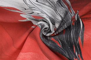 Sonbahar Desenli Kırmızı Pamuklu Şal