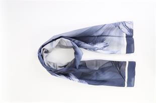 Sonbahar Desenli Mavi Pamuklu Şal