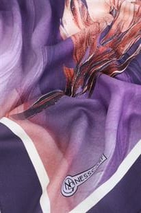 Sonbahar Desenli Mor Pamuklu Şal