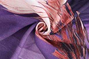 Sonbahar Desenli Mor Pamuklu Şal