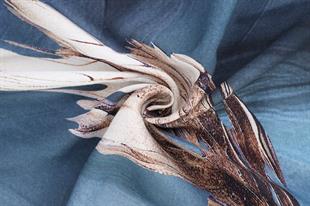 Sonbahar Desenli Petrol Pamuklu Şal