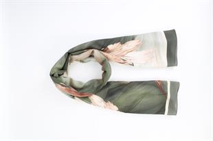 Sonbahar Desenli Yeşil Pamuklu Şal