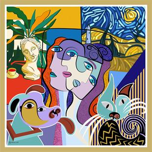 Abstract Desen Twill İpek Eşarp 95x95