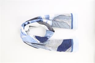 Yaprak Desenli A.Mavi Pamuklu Şal