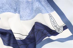 Yaprak Desenli A.Mavi Pamuklu Şal