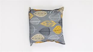 Yaprak Desenli Gri Kadife Yastık /Kırlent Kılıfı 48x48 cm