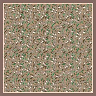 Yaprak Desenli Kahverengi Twill İpek Eşarp / Fular 95x95