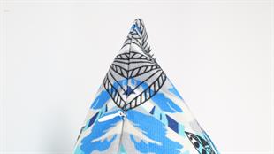 Yaprak Desenli Mavi Kadife Yastık /Kırlent Kılıfı 48x48 cm