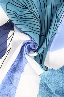 Yaprak Desenli Mavi Pamuklu Şal