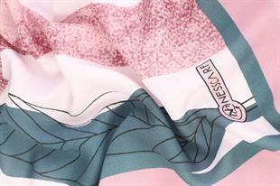 Yaprak Desenli Pembe Pamuklu Şal