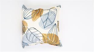 Yaprak Desenli Sarı Süet Yastık /Kırlent Kılıfı 48x48 cm