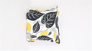 Yaprak Desenli Siyah Kadife Yastık /Kırlent Kılıfı 48x48 cm