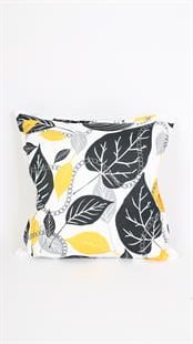 Yaprak Desenli Siyah Süet Yastık /Kırlent Kılıfı 48x48 cm