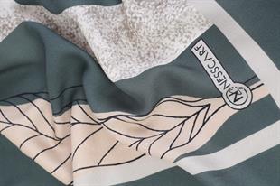 Yaprak Desenli Yeşil Pamuklu Şal