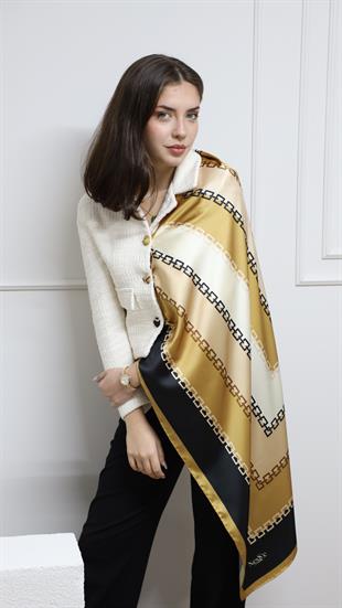 Zincir Desen İthal İpek Saten Eşarp