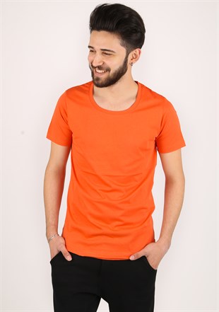 Madmext Bisiklet Yaka Turuncu T-shirt 2308