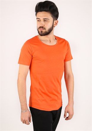 Madmext Bisiklet Yaka Turuncu T-shirt 2308