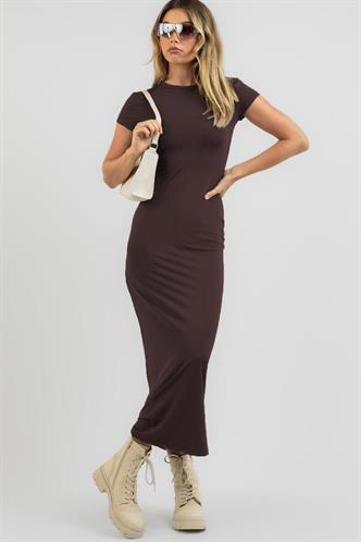 Acı Kahve Basic Yarım Balıkçı Uzun Elbise MG1856