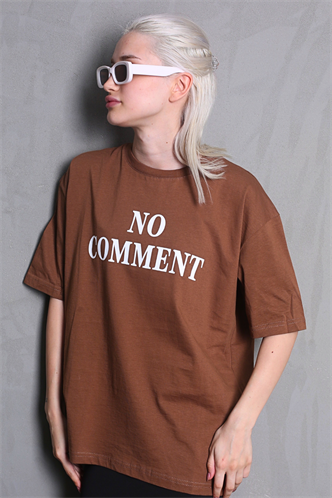 Acı Kahve Baskılı Bisiklet Yaka Kadın Tişört MG1763