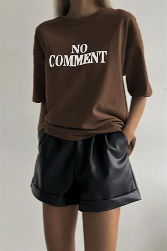 Acı Kahve Baskılı Bisiklet Yaka Kadın Tişört MG1763