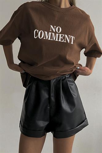 Acı Kahve Baskılı Bisiklet Yaka Kadın Tişört MG1763