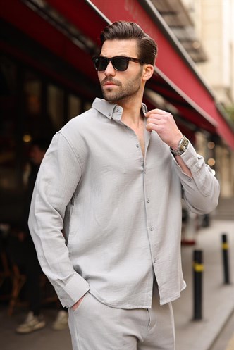 Boyalı Gri Gömlek Pantolon Erkek İkili Takım E7322