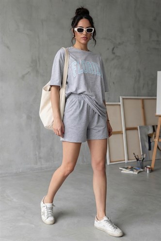 Blue Printed Shorts Outfit MG1543 