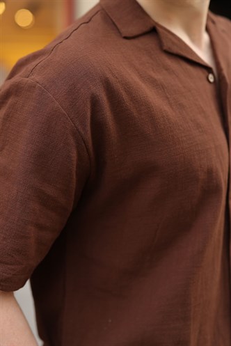 Acı Kahverengi Over Fit Erkek Gömlek Takım E7303