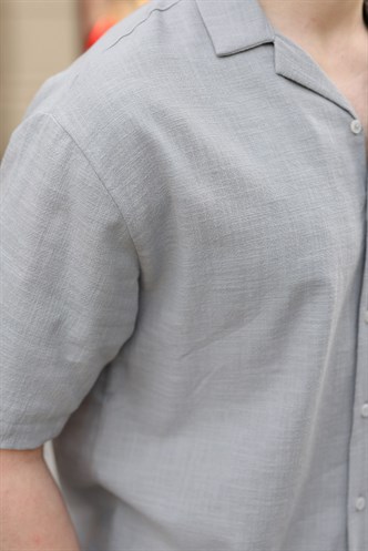 Boyalı Gri Over Fit Erkek Gömlek Takım E7303