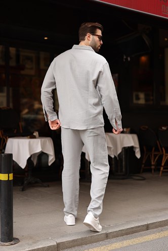 Boyalı Gri Gömlek Pantolon Erkek İkili Takım E7322