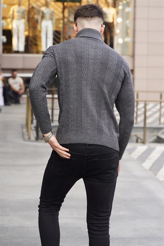 Anthracite Designed Knitted Sweater 5769